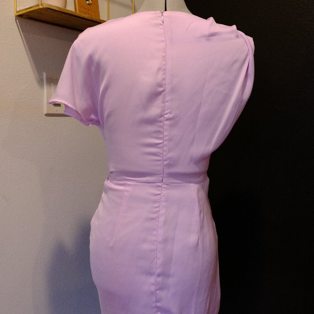Zara lilac ruched drawstring mini dress with asymmetrical sleeves - S - Picture 6 of 7